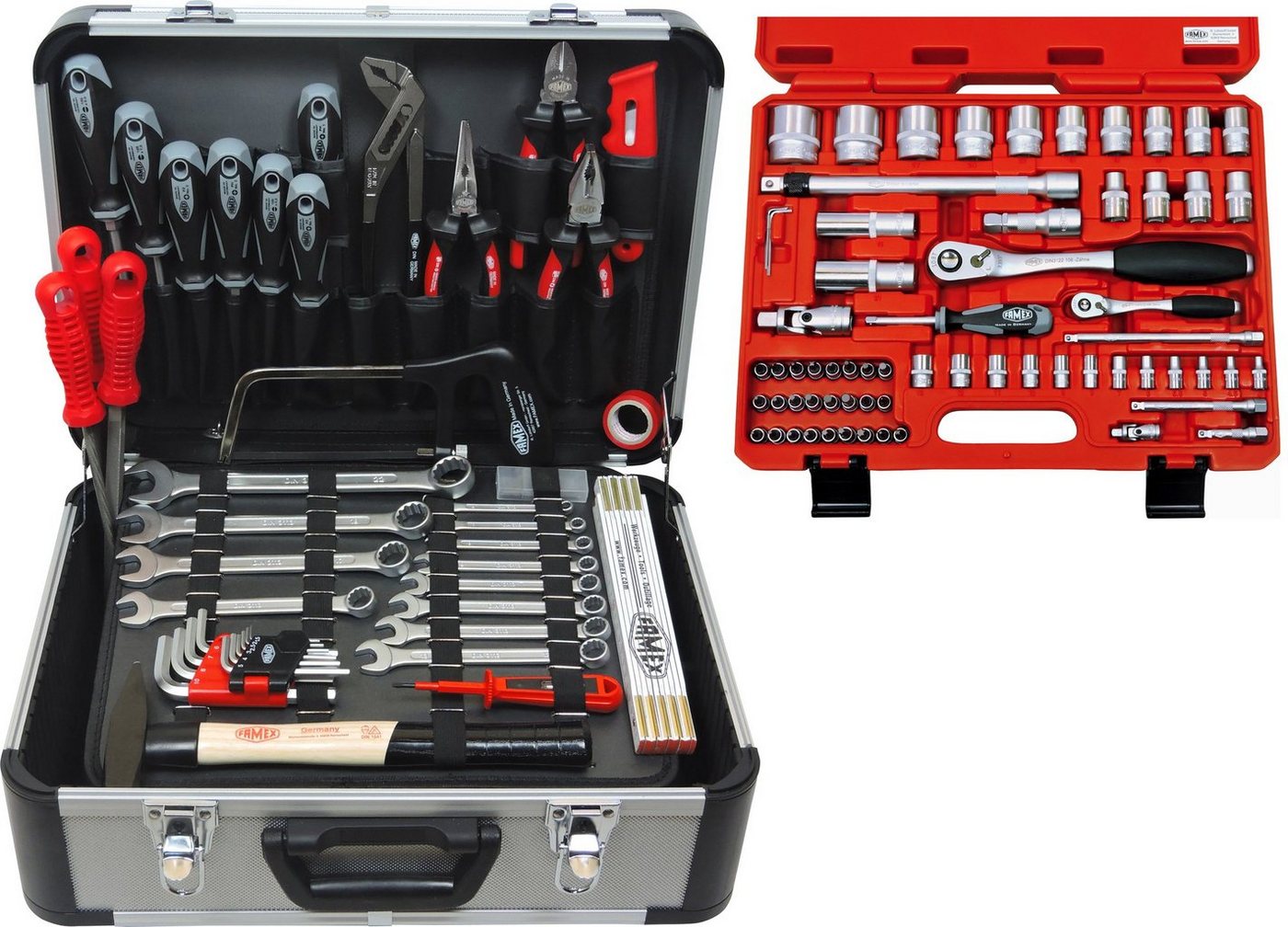 FAMEX Werkzeugset 728-19 Profi Alu Werkzeugkoffer mit Werkzeug Set, (PROFESSIONAL, 115-St), Made in Germany von FAMEX