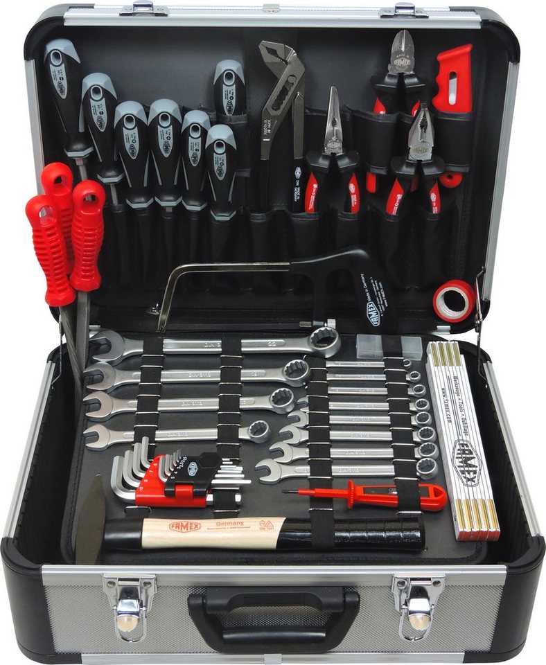 FAMEX Werkzeugset 728-84 Profi Alu Werkzeugkoffer mit Werkzeug Set - PROFESSIONAL, (Werkzeugkoffer), Kapazität bis 30 kg von FAMEX