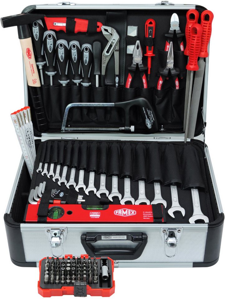 FAMEX Werkzeugset 729-87 Profi Werkzeugkoffer, (Werkzeugkiste, Werkzeugkasten, 113-tlg), PROFESSIONAL, CV-Stahl von FAMEX