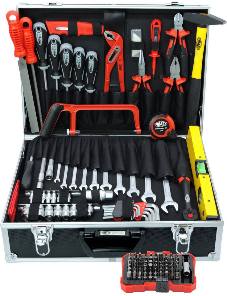 FAMEX Werkzeugset 745-48 Werkzeugkoffer gefüllt mit Werkzeug, (Werkzeug Satz, 164-tlg), abschließbar von FAMEX