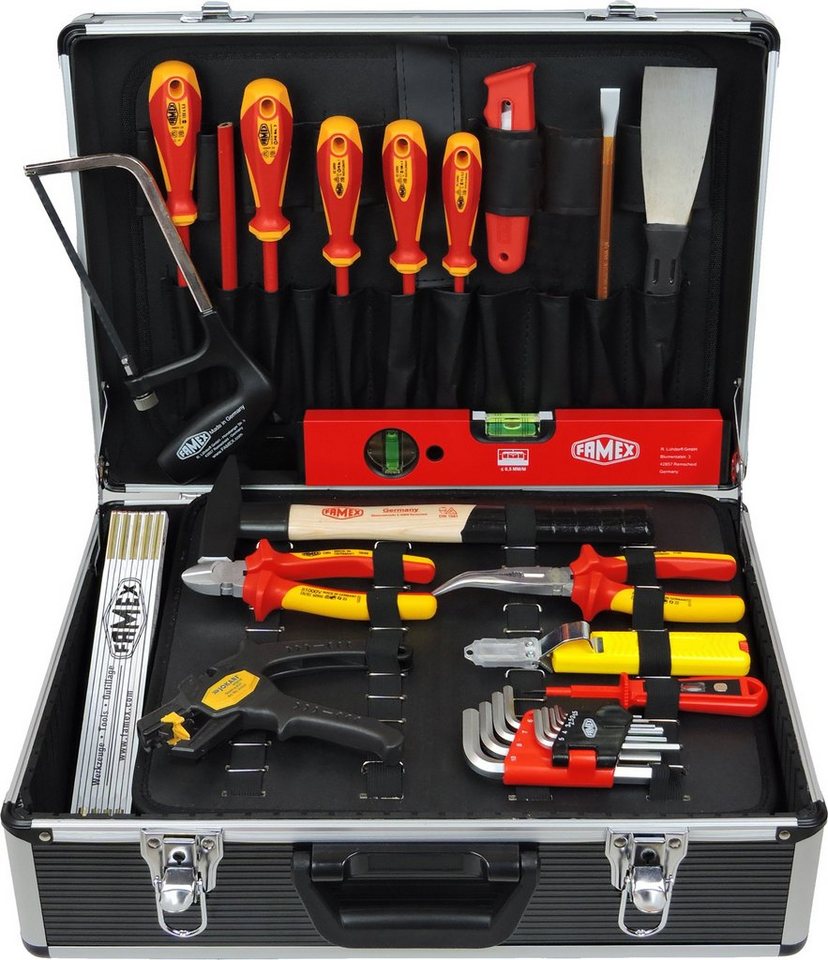 FAMEX Werkzeugset 789-10 Alu Werkzeugkoffer mit Werkzeug Set für den Elektriker, (Werkzeugkoffer, 31-St), TOP-Qualität von FAMEX