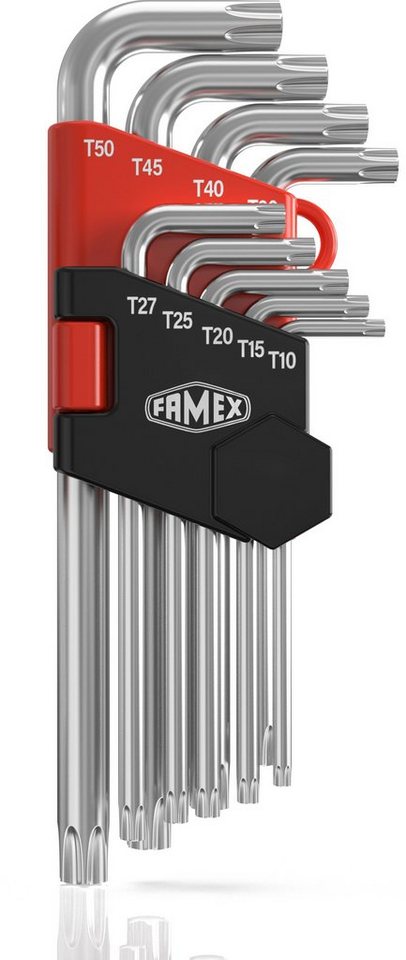 FAMEX Winkelschlüssel 10788 Winkelschraubendreher - Winkelschlüssel (für Torx-Schrauben, 9 St), für Torx-Schrauben von FAMEX