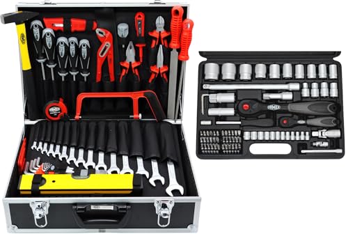 Famex 744-47 Werkzeugkoffer gefüllt mit hochwertigem Werkzeug Satz und Steckschlüssel-Satz, Werkzeug-Set aus CV-Stahl, robuster Alu-Werkzeugkasten Famex 744-47 Werkzeugkoffer gefüllt mit hochwertigem Werkzeug Satz und Steckschlüssel-Satz, Werkzeug-Set aus CV-Stahl, robuster Alu-Werkzeugkasten von FAMEX