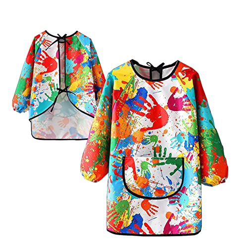 FAMIDIQGO Art Smock For Kids Waterproof Artist Painting Smocks Toddler Painting Apron with Pocket for Girl Boy Painting Baking von FAMIDIQGO