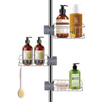 3 Stück Duschseifenhalter für Duschstange INOX, Rostfreie Duschablage ohne Bohren, Duschablage ohne Bohren, Porta sapone doccia für Stange 18-27mm von FAMILLE