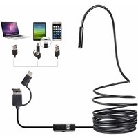 Gabrielle USB-Endoskop Endoskopische Kamera 5,5 mm IP67 Wasserdichte Sondeninspektionskameras 5 m halbstarres Kabel mit 6 LEDs, Typ-C kompatibel mit von FAMILLE