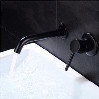 Famille - gabrielle Wandmontierter Waschbecken-Wasserhahn, Badezimmer-Wasserhahn-Mischbatterie aus Messing, mattschwarz von FAMILLE