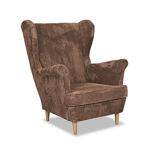 FAMILY MEBLE Bonito Sessel Cord braun | Sessel für Wohnzimmer, Schlafzimmer, Büro | Elegantes modernes Design | Bequeme Sitzfläche und Rückenlehne von FAMILY MEBLE