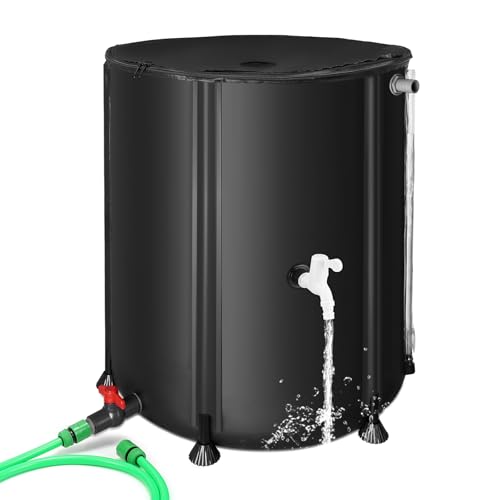 FAMIROSA Regenwassertonne Faltbare Regenwassertank für Garten, 250L Wassertank, Regenwassersammler mit Deckel und Wasserhahn, Regentonne Überlaufschutz Regenfass Wetterfest von FAMIROSA