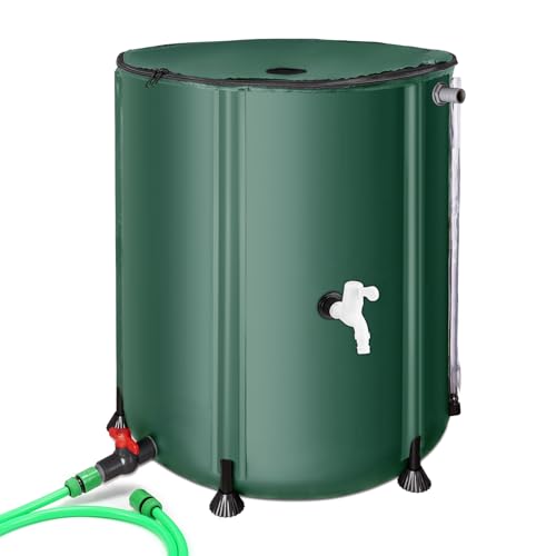 FAMIROSA Regenwassertonne Faltbare Regenwassertank für Garten, 250L Wassertank, Regenwassersammler mit Deckel und Wasserhahn, Regentonne Überlaufschutz Regenfass Wetterfest von FAMIROSA