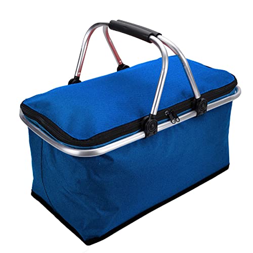 FAMKIT Faltbarer Picknickkorb, 30 l, isoliert, Einkaufskühler, Aufbewahrungskorb, Blau von FAMKIT