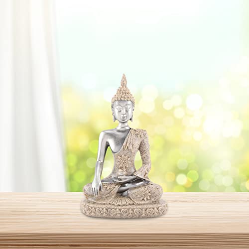 FAMKIT Meditierende Mini-Buddha-Statue, Buddha-Teelichter, Schnitzerei, für Heimdekoration, Tischdekoration (11 cm) von FAMKIT