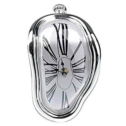 FAMKIT Schmelzende Uhr Hängen Geschmolzene Quarzuhr Hauptdekoration Geschenk L-Förmiges Silber von FAMKIT
