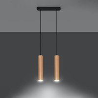 Famlights - Pendelleuchte Leto in Natur-hell GU10 2-flammig - brown von FAMLIGHTS