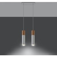 famlights Pendelleuchte Pietro in Natur-hell und Weiß GU10 2-flammig - brown von FAMLIGHTS