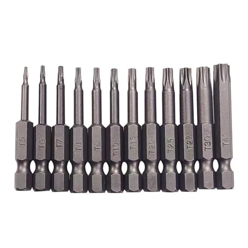 12 Stück Torx lang Schraubendreher Bit Set 1/4" Magnetisch Sternenkopf Schraubenziehe Set T6-T40 50mm Lang Sechskant Schaft Elektrische Torx Bits Satz Werkzeuge (12 pcs) von FAMSTURLON