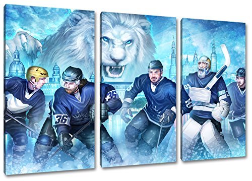 Dresden Eishockey, Fan Artikel Leinwandbild 3Teiler Gesamtmaß 120x80cm, Auf Holzrahmen gespannt, Kein Poster oder billig Plakat, Must Have für echte Fans von FAN ARTWORK