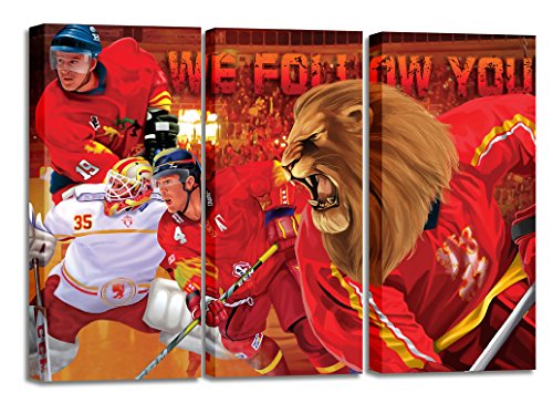 Düsseldorf Eishockey, Fan Artikel Leinwandbild 3Teiler Gesamtmaß 120x80cm, Auf Holzrahmen gespannt, Kein Poster oder billig Plakat, Must Have für echte Fans von FAN ARTWORK