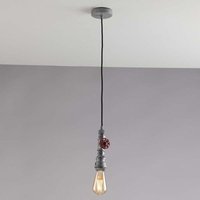 Luce Design - Pendelleuchte amarcord in Industrial Wasserrohr Optik grau antik, einflammig von LUCE DESIGN