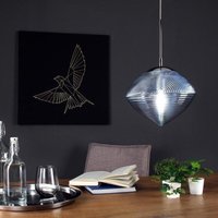 Pendelleuchte greenwich Relief Rauchglas Lampenschirm, Blau ø 26cm von LUCE DESIGN