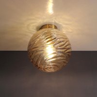 Luce Design - Deckenleuchte nereide Glaskugel Wellenmuster Champagner, Globe Ø30cm von LUCE DESIGN
