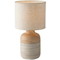 Woody - Keramische Tischlampe mit Stoffschirm, Naturholzsand, E27 - Fan Europe von FAN EUROPE