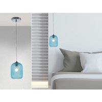 Pendelleuchte ASHFORD Relief Kristallglas transparent Blau Ø15cm von FAN EUROPE