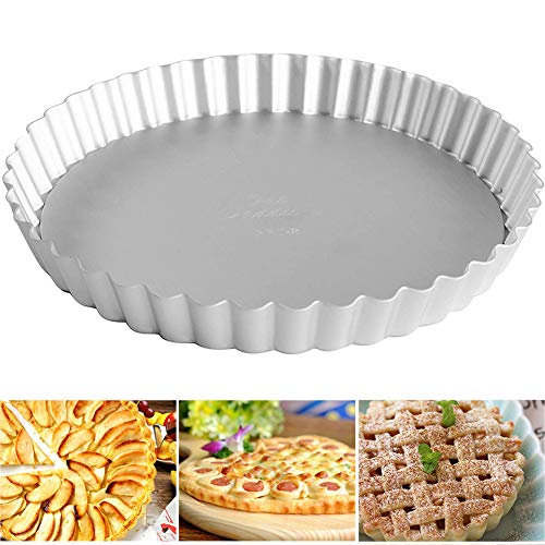 FANDE Kuchenform, Quiche-Form, Antihaftbeschichtung, abnehmbarer Boden, Pizzateller, runde Kuchenform aus eloxierter Aluminiumlegierung (28 cm, Silber) von FANDE