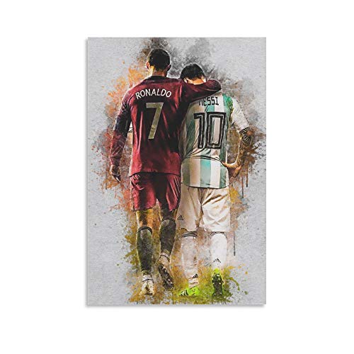 Messi Ronaldo Leinwand-Kunst-Poster und Wandkunstdruck, modernes Familienschlafzimmer, 40 x 60 cm von FANFF