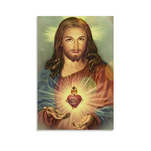 Sagrado Corazon De Jesus Original Leinwand-Kunst-Poster und Wandkunst, Bild, moderner Familienschlafzimmerdekor, Poster, 30 x 45 cm von FANFF