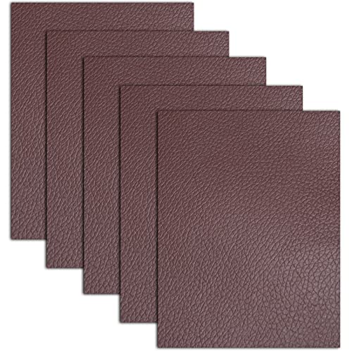 5 Stück Kunstleder Reparaturset, 20 x 30cm Lederflicken Selbstklebend Kunstleder Selbstklebend Patch Lederreparatur Leder Reparatur Set für Sofa, Möbel, Taschen, Jacken, Autositze (Braun) von FANGCCC