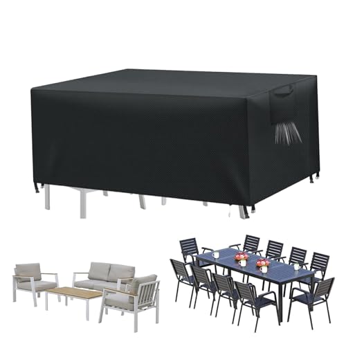 Abdeckung Gartenmöbel, Schwerlast 420D Oxford Gewebe Wasserdichte Schutzhülle Anti-UV Gartenmöbel Abdeckung Abdeckplane Gartenmöbel Outdoor Abdeckung für Gartenmöbel für Terrassensofa und Gartentisch von FANGCCC