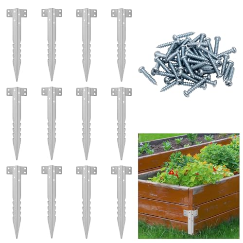 FANGCCC 12 Stück Eisenbahnschwellen-Halterungen – robuste verzinkte Stahl-Schlafpfähle mit gezacktem Design – einfache Installation für Gartenschläfer, Hochbeete, Blumenrabatten und Landschaftsbau von FANGCCC
