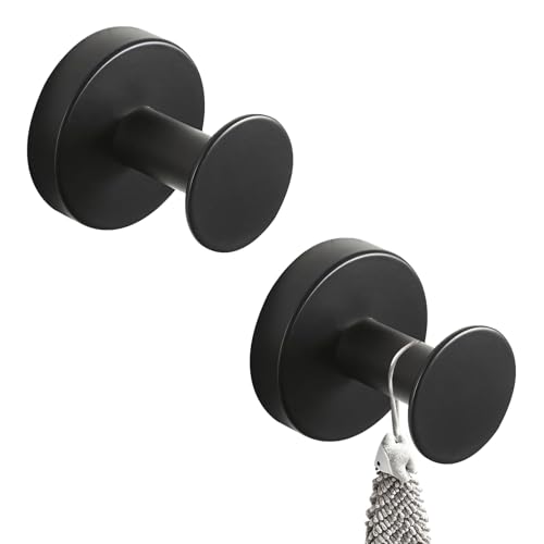 FANGCCC 2024 Upgrade Saugnapf Haken, 2 Stück Saughaken Extra Stark Saugnäpfe mit Haken Edelstahl Haken Ohne Bohren Saugnäpfe Gewinde Hooks für Bäder, Küchen, Glastüren, Fenster (Schwarz) von FANGCCC