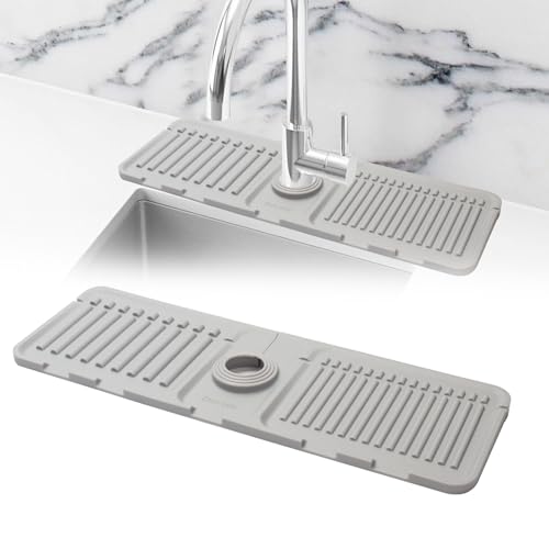 FANGCCC Wasserhahn Spritzschutz Abtropftablett Matte, 2024 Neue Wasserhahn Spüle Spritzschutz, Abtropfmatte Silikon, Wasserhahnmatte für Küchenspüle, Wasserhahnschutz & Abtropfmatte für Küche Bad von FANGCCC