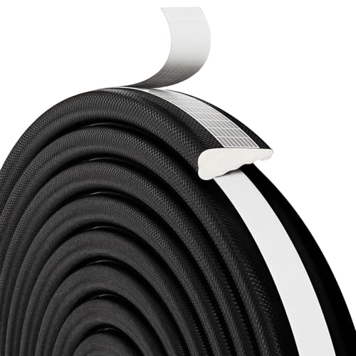Keilförmig Türdichtung Upgrade Türrahmen Dichtungsband Selbstklebend Tür Dichtung Schäumt Türrahmen Dichtung Türdichtung Zugluftstopper Fensterdichtband für Schalldämmung, Winddichtigkeit(Schwarz, 5M) von FANGCCC