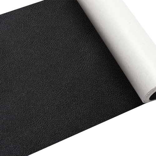 Kunstleder Selbstklebend Schwarz,Kunstleder Reparaturset 10 x 200 cm Leder Reparatur Set,Lederflicken Selbstklebend für Möbel,Sofas,Jacken,Taschen,Autositze,Leder Reparatur und Renovierung von FANGCCC