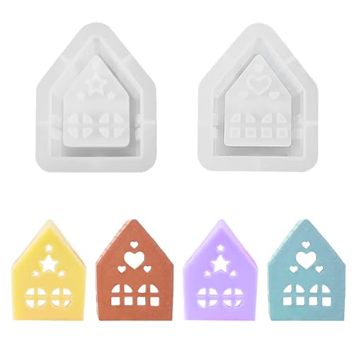 2 Stück Silikonform Häuser, 3D Gießformen Set für DIY Weihnachten Kerzenhalter - Kerzenformen zum Gießen für Kerzenherstellung 2 Stück Silikonform Häuser, 3D Gießformen Set für DIY Weihnachten Kerzenhalter - Kerzenformen zum Gießen für Kerzenherstellung von FANGCCC