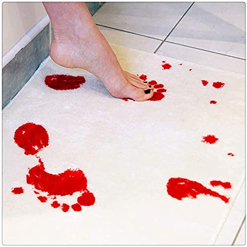 Badvorleger Blutbad für Bad & WC - Color Changing Sheet Turns Red When Wet ,Blood Bath Mat Colour Changing,Halloween Bloody Color Changing Bath Mat,Bathroom Mat Doormat for Indoor Outdoor (Weiß) von FANGFANG