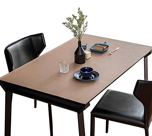 FANIVIN PU Tischdecke Tischmatte Schreibtisch Tischfolie Haushalt Küche Bürobedarf Doppelseitig Tischschutz Matte Wasserdicht Khaki+Grau 90 * 140cm von FANIVIN