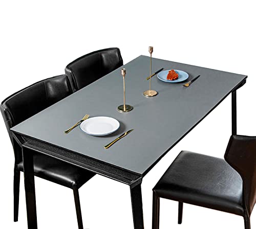 FANIVIN PU Tischdecke Tischmatte Schreibtisch Tischfolie Haushalt Küche Bürobedarf Doppelseitig Tischschutz Matte Wasserdicht Schwarz+Grau 50 * 100cm von FANIVIN