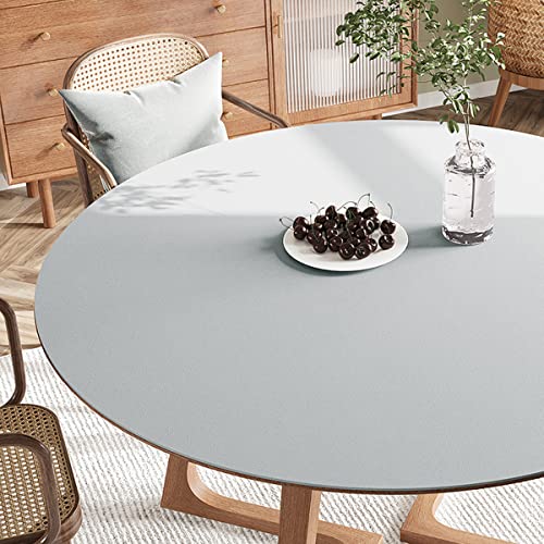 FANIVIN PU Tischdecke Tischmatte Tischfolie Schreibtisch Rund Haushalt Küche Bürobedarf Tischschutz Matte Einseitig Wasserdicht Multifunctional Grau 70cm von FANIVIN