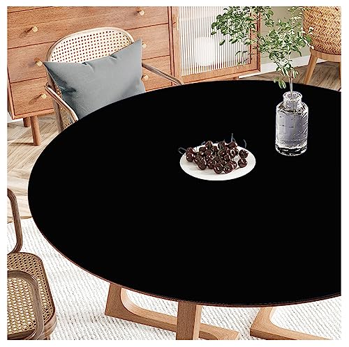 FANIVIN PU Tischdecke Tischmatte Tischfolie Schreibtisch Rund Haushalt Küche Bürobedarf Tischschutz Matte Einseitig Wasserdicht Multifunctional Schwarz 80cm von FANIVIN