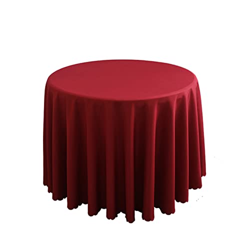 FANIVIN Polyester Tischdecke Tischtuch Tischwäsche Couchtisch Küchentischabdeckung Tafeltuch Rund Einfacher Stil Weinrot Durchmesser 220CM von FANIVIN