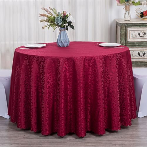 FANIVIN Polyester Tischdecke Tischtuch Tischwäsche Couchtisch Küchentischabdeckung Tafeltuch Rund Weinrot Durchmesser 180CM von FANIVIN