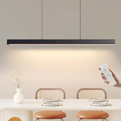 FANLG 100CM Pendelleuchte Esstisch, LED Hängelampe schwarz Dimmbar mit Fernbedienung, 40W Moderne Linear Hängeleuchte Esstischlampe hängend Höhenverstellbar für Esszimmer Küche büro FANLG 100CM Pendelleuchte Esstisch, LED Hängelampe schwarz Dimmbar mit Fernbedienung, 40W Moderne Linear Hängeleuchte Esstischlampe hängend Höhenverstellbar für Esszimmer Küche büro von FANLG