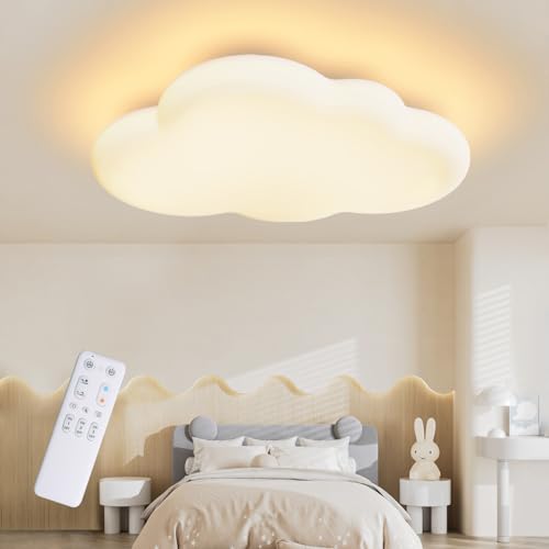 FANLG Deckenleuchte Kinderzimmer 40cm, dimmbare LED Deckenlampe mit Fernbedienung Mit Nachtlichtfunktion Wolken Deckenlampe für Schlafzimmer, Wohnzimmer, Kinderzimmer von FANLG