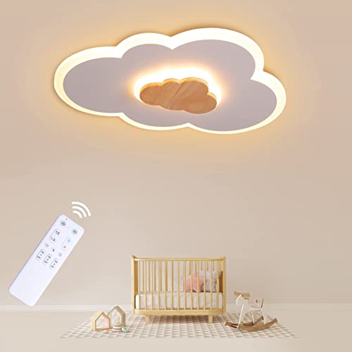 FANLG LED Deckenlampe Wolken, 26W 50CM Kinderlampe Deckenleuchte dimmbar mit Fernbedienung 3000-6000K, kreative Wolkenlampe Holz Deckenlampe für Kinderzimmer | Schlafzimmer | Wohnzimmer von FANLG