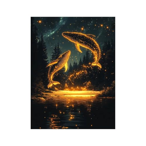 Diamond Painting Erwachsene, 5D Volldiamant Malen Nach Zahlen Wal mit Diamond Painting Zubehör 135 x 100cm, Diamant Strasssteine Bastelset Erwachsene,DIY set für Wanddeko Wohnzimmer VerträUmt 258-2632 von FANLIGZU
