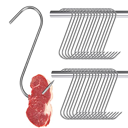 FANNAS 30 Stücke 15CM Fleischhaken aus Edelstahl, Fleischerhaken Räucherhaken S Haken Edelstahl Küchenhaken,Geeignet für Landwirtschaftliche Betriebe, Schlachthöfe Haken Küche von FANNAS